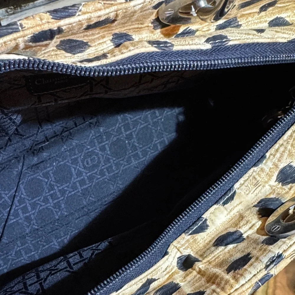 Christian Dior Lady Dior Leopard Large Satchel w/Crossbody Strap